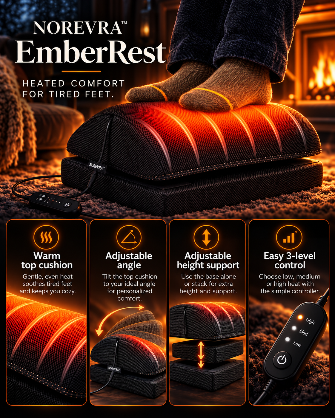 NOREVRA EmberRest Heated Foot Rest